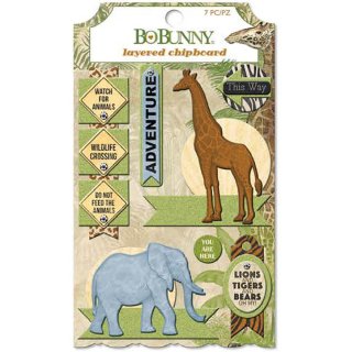 BoBunny Jungle Life - Adhesive Layered Chipboards