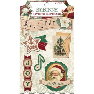 BoBunny Yuletide Carol - Layered Chipboard Embellishments