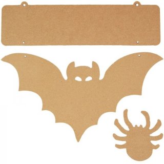 Bat and Spider 3-piece MDF Halloween Sign Kit