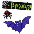 Bat and Spider 3-piece MDF Halloween Sign Kit
