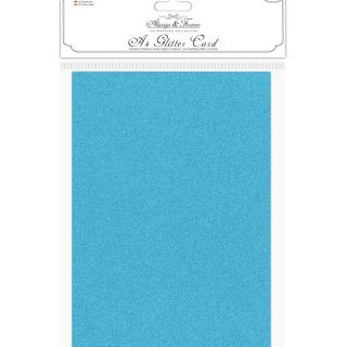 Craft Consortium Non-Shedding A4 Glitter Card - Turquoise Blue