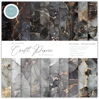 Craft Consortium The Essential Craft Papers 6x6 Paper Pad - Ink Drops Monochrome