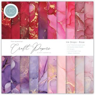 Craft Consortium The Essential Craft Papers 6x6 Paper Pad - Ink Drops Rose