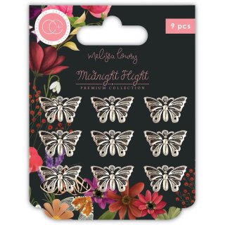 Craft Consortium Midnight Flight - Moths Silver Metal Charms