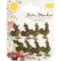 Craft Consortium Farm Meadow Metal Charms - Roosters