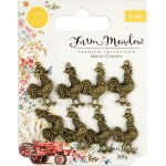 Craft Consortium Farm Meadow Metal Charms - Roosters