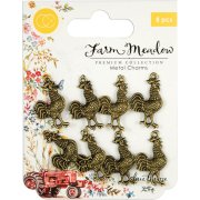 Craft Consortium Farm Meadow Metal Charms - Roosters