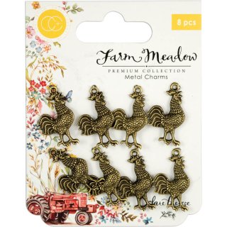 Craft Consortium Farm Meadow Metal Charms - Roosters