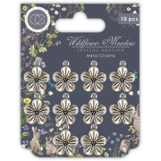 Craft Consortium Wildflower Meadow Special Edition Metal Charms - Silver Flowers