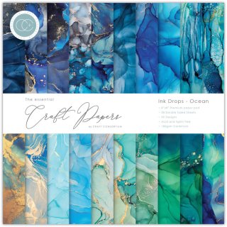 Craft Consortium The Essential Craft Papers 8x8 Paper Pad - Ink Drops Ocean
