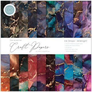 Craft Consortium The Essential Craft Papers 12x12 Paper Pad - Ink Drops Midnight