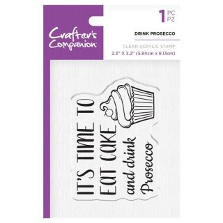 Crafter's Companion Quirky Sentiment Stamp - Drink Prosecco