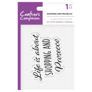 Crafter's Companion Quirky Sentiment Stamp - Shopping and Prosecco