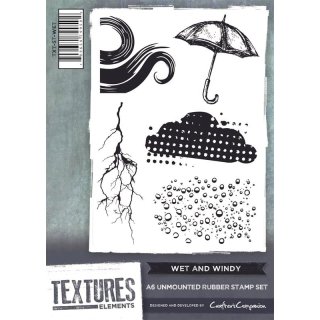 Crafter's Companion Textures Elements A6 Rubber Stamp Set - Wet and Windy