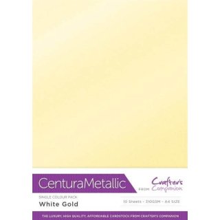 Centura Metallic A4 Card 10pk - White Gold