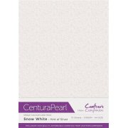Centura Pearl A4 Card 10pk - Snow White - Hint of Silver