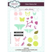 Lisa Horton A5 Clear Stamp Set - Layered Buds & Butterflies