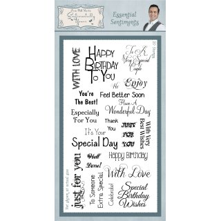 Phill Martin Sentimentally Yours DL Clear Stamp Set - Essential Sentiments