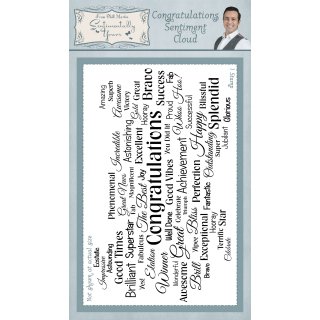 Phill Martin Sentimentally Yours DL Rubber Stamp - Congratulations Sentiment Cloud