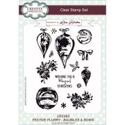 Lisa Horton A5 Clear Stamp Set - Festive Flurry Baubles & Bows