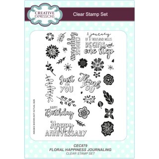 Creative Expressions Journaling A5 Clear Stamp Set - Floral Happiness