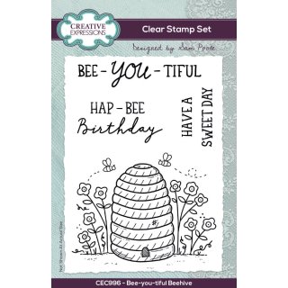 Sam Poole 6x4 Clear Stamp Set - Bee-you-tiful Beehive