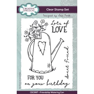 Sam Poole 6x4 Clear Stamp Set - Friendship Watering Can