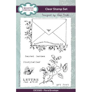 Sam Poole 6x4 Clear Stamp Set - Floral Envelope
