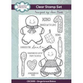 Sam Poole 6x8 inch Clear Stamp Set - Gingerbread Bakes