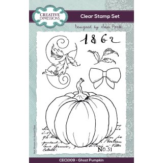 Sam Poole A6 Clear Stamp Set - Ghost Pumpkin
