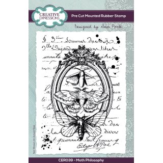 Sam Poole A6 Pre-cut Rubber Stamp - Moth Philosophy