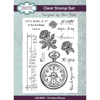 Sam Poole 6x8 Inch Clear Stamp Set - Timeless Roses