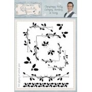 Phill Martin Sentimentally Yours A5 Clear Stamp Set - Christmas Holly Corners Borders & Icons