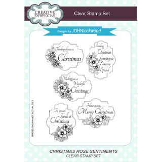 John Lockwood A5 Clear Stamp Set - Christmas Rose Sentiments