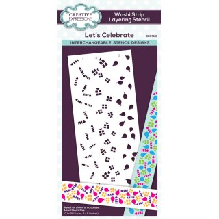 Creative Expressions Washi Strip Layering Stencil 4x8 Inches - Let's Celebrate