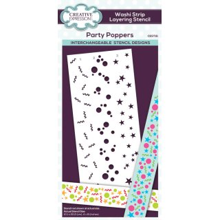 Creative Expressions Washi Strip Layering Stencil 4x8 Inches - Party Poppers