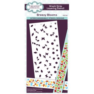 Creative Expressions Washi Strip Layering Stencil 4x8 Inches - Breezy Blooms