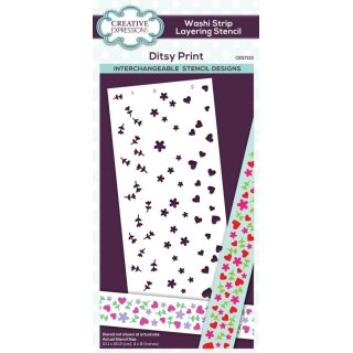 Creative Expressions Washi Strip Layering Stencil 4x8 Inches - Ditsy Print