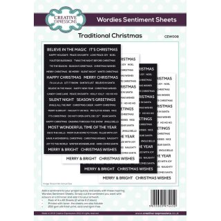 Wordies Sentiment Sheets - Traditional Christmas