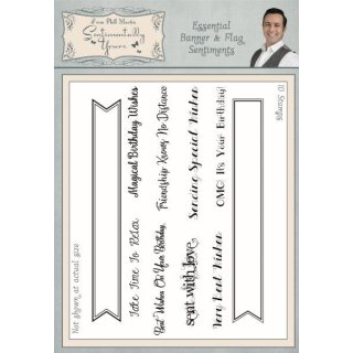 Phill Martin Sentimentally Yours A5 Clear Stamp Set - Essential Banner & Flag Sentiments