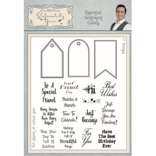 Phill Martin Sentimentally Yours A5 Clear Stamp Set - Essential Sentiment Labels