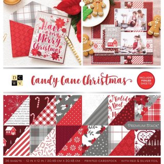 DCWV 12x12 Premium Cardstock Stack - Candy Cane Christmas