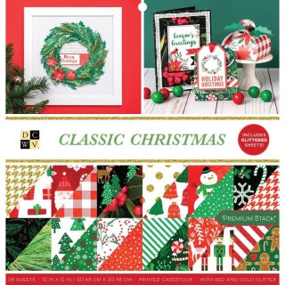 DCWV 12x12 Premium Cardstock Stack - Classic Christmas
