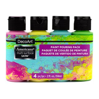 DecoArt Americana Multi-Surface Satin Acrylic Paint 4-carton pack - Brights