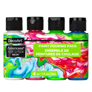 DecoArt Americana Multi-Surface Satin Acrylic Paint 4-carton pack - Neon