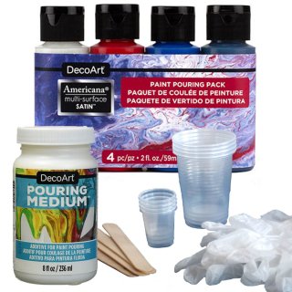 DecoArt Americana Paint Pour Starter Kit - Patriotic