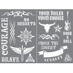 DecoArt Urban Ink 9 x 6 Inches Stencil 2 Pk - Strength