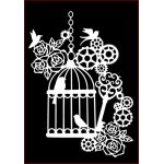 Imagination Crafts A4 Art Stencil - Birdcage and Cogs