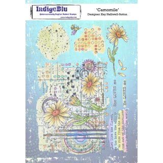 IndigoBlu A5 Red Rubber Stamp - Camomile