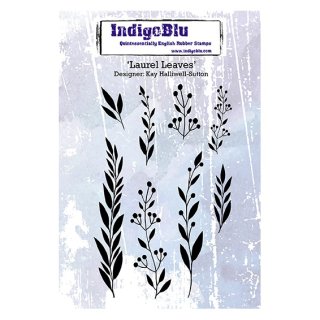IndigoBlu A6 Red Rubber Stamp - Laurel Leaves